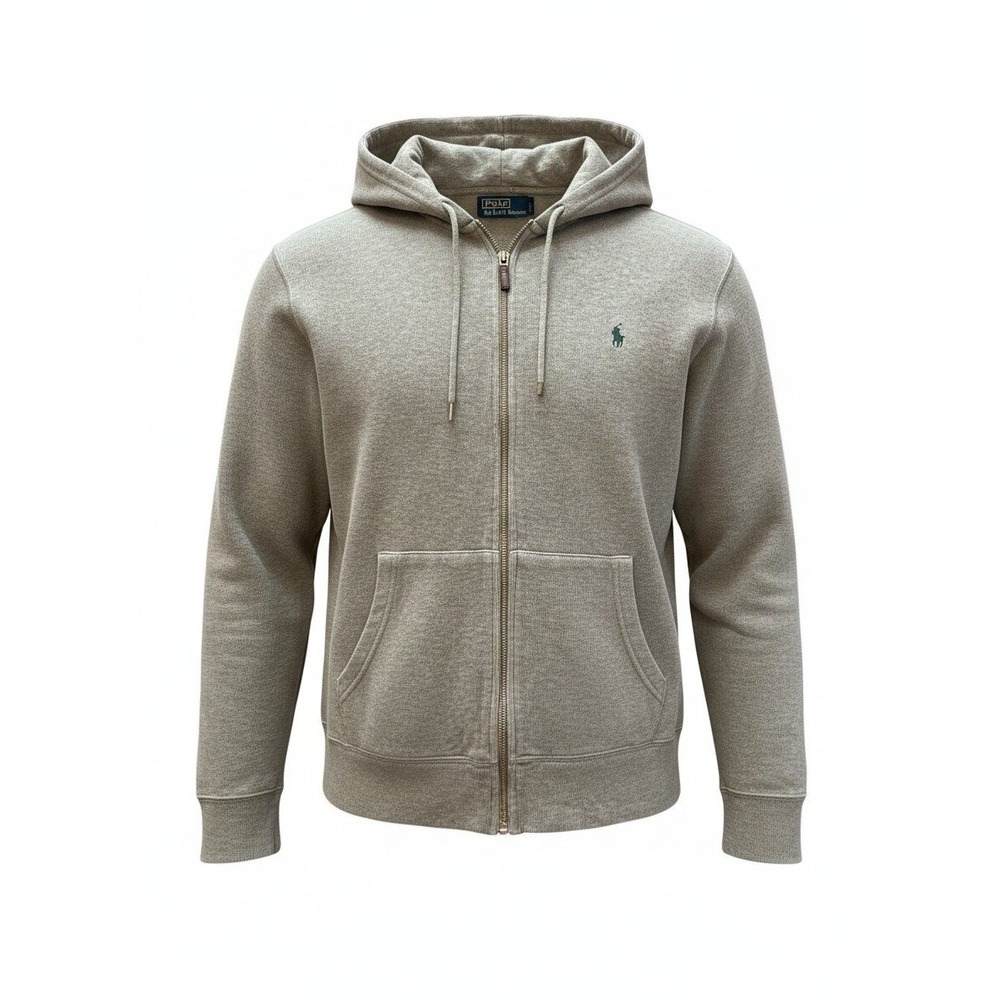 Polo Ralph Lauren Mens XL Heather Grey Full Zip Cotton Knit Hoodie Pony Logo